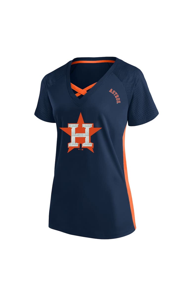 PROFILE Women's Profile Navy Houston Astros Plus Size Glitter Raglan V-Neck T-Shirt, Alternate, color,