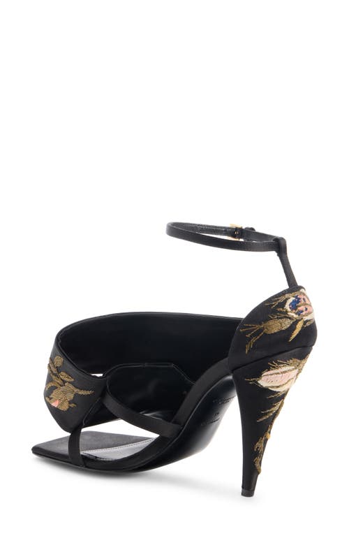 Givenchy Twisted Ribbon Embroidered Ankle Strap Sandal In Black