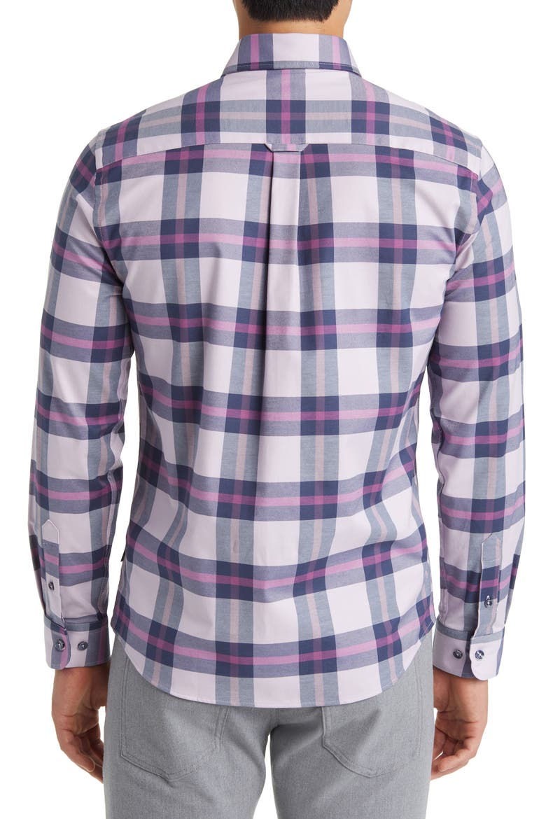 DRY TOUCH® Plaid Performance Button-Up Shirt, Alternate, color, LAVENDER