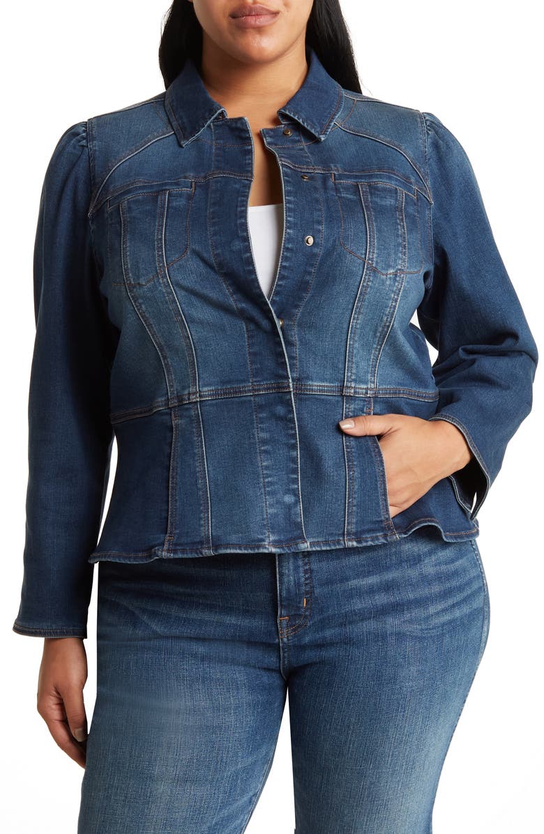 Wit & Wisdom Peplum Denim Jacket, Alternate, color, 