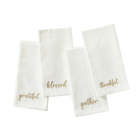 Harvest Sentiment Embroidered Napkins Set of 4
