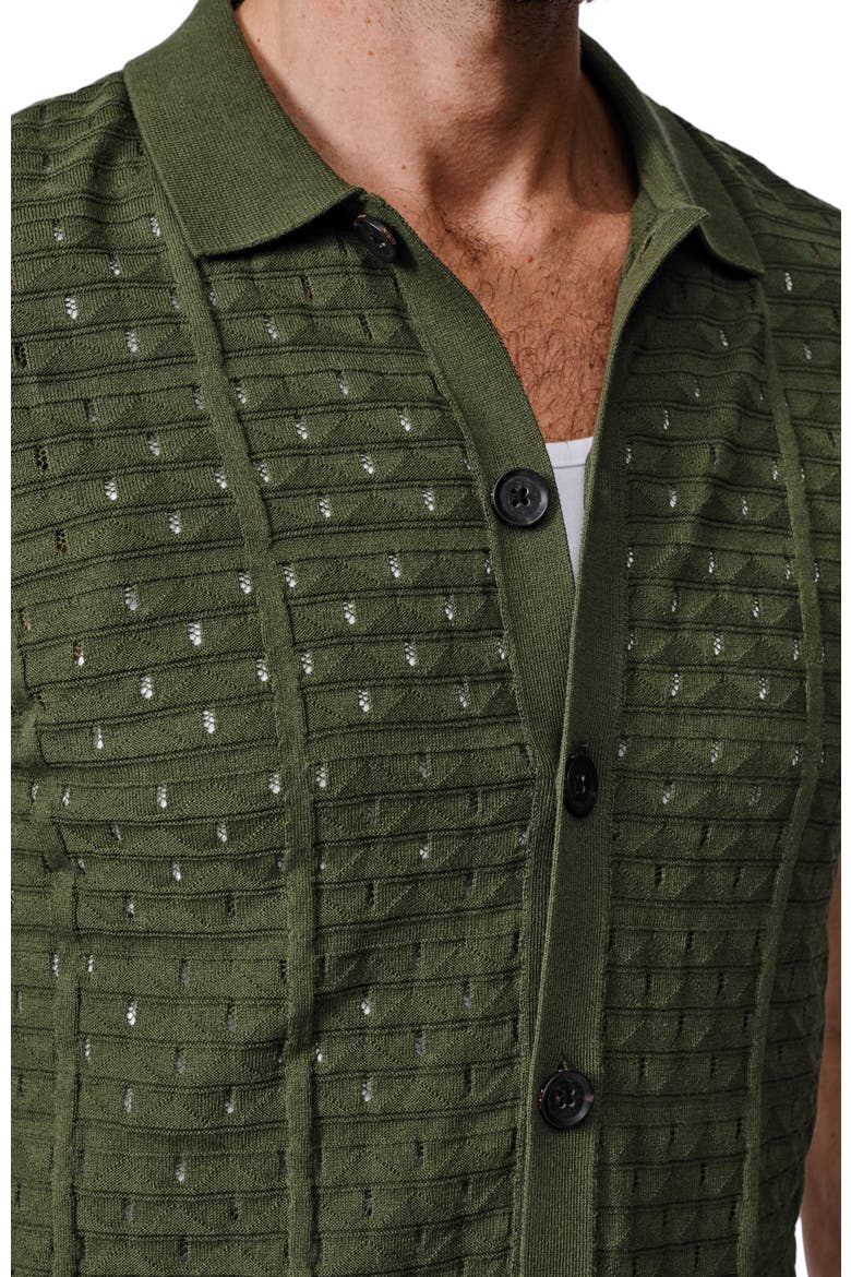 Manor Textured Button Through Polo, Alternate, color, Khaki
