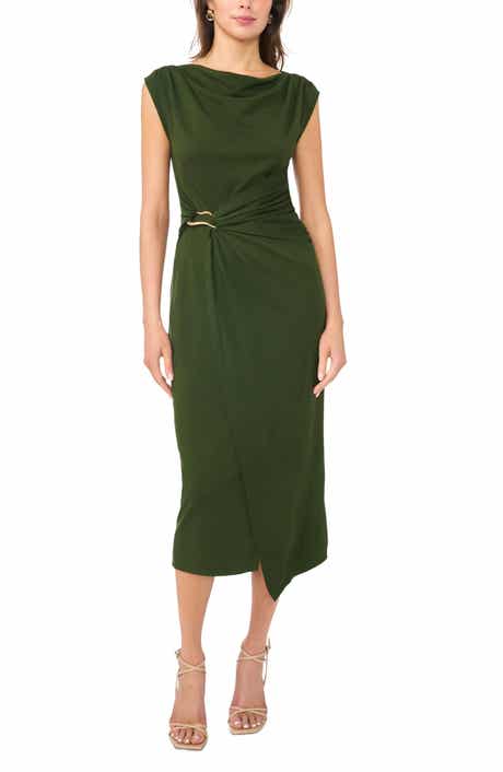 Asymmetric Shirred Waist Body-Con Dress