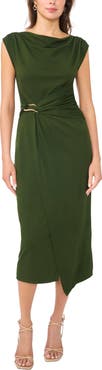 Halogen® Asymmetric Shirred Waist Body-Con Dress