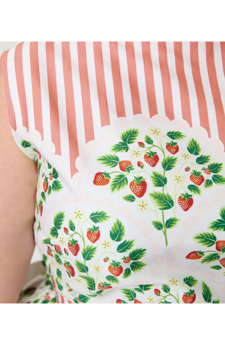 Unique Vintage Plus Size Sleeveless Belted Swing Dress, Alternate, color, Pink Stripe W/ Strawberries