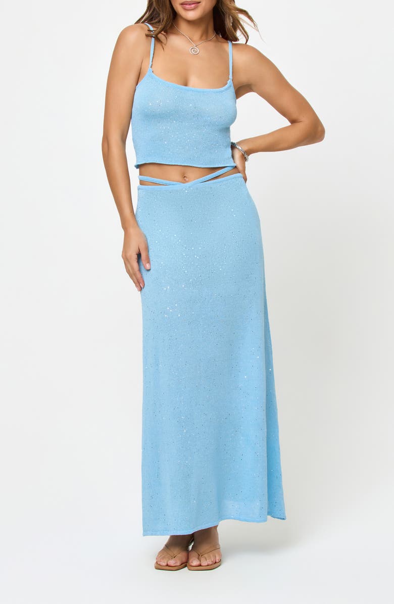 LSPACE Last Light Sequin Cover-Up Maxi Sweater Skirt, Main, color,