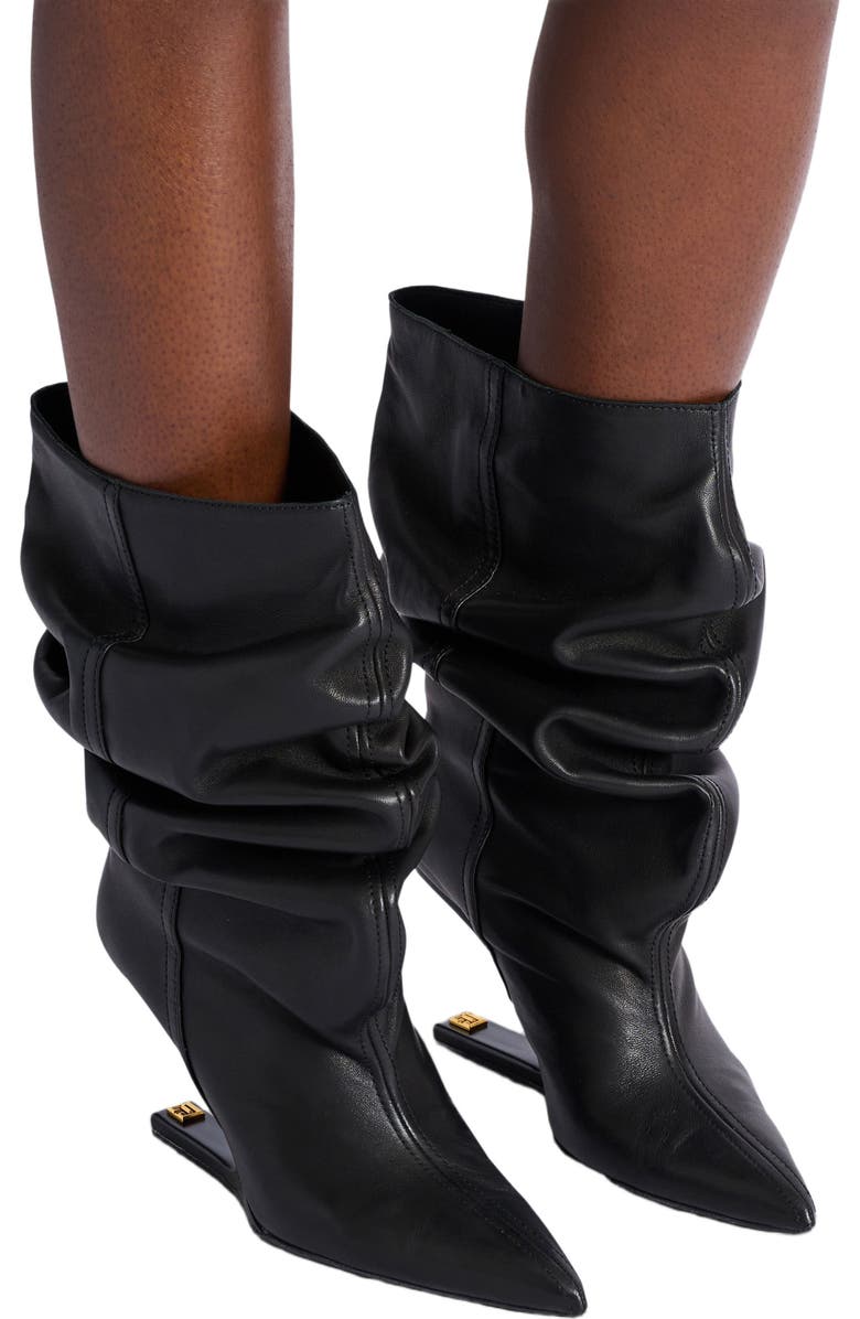 Balmain "No Wedge" smooth leather ankle boots, Alternate, color, Black