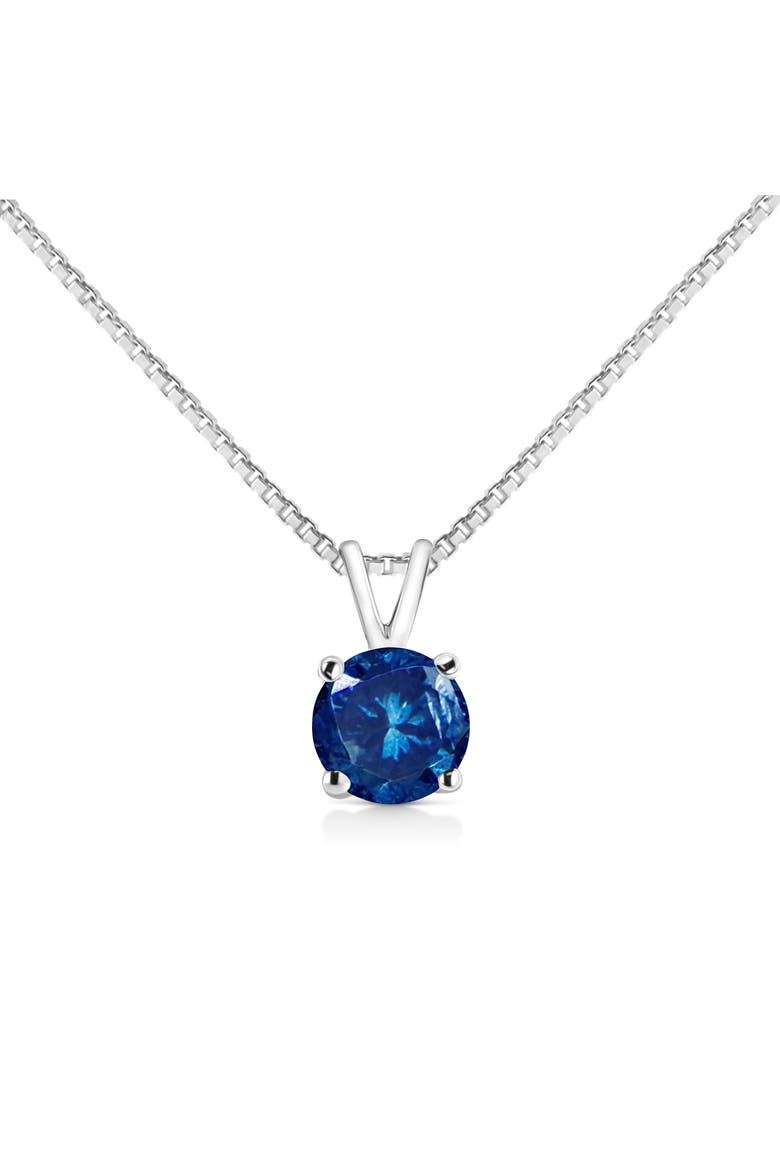 14K White Gold 1/2 Cttw Colored Lab Grown Diamond Solitaire Pendant Necklace, Main, color, Blue Diamond