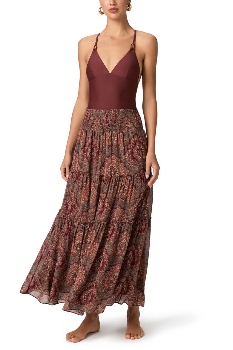 Daisy Tie-Back One-Piece Swimsuit, Alternate, color, BURNT SIENNA