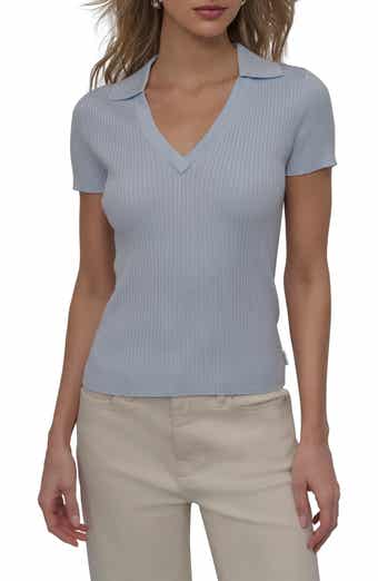 DKNY Jeans Short Sleeve Rib Polo Sweater