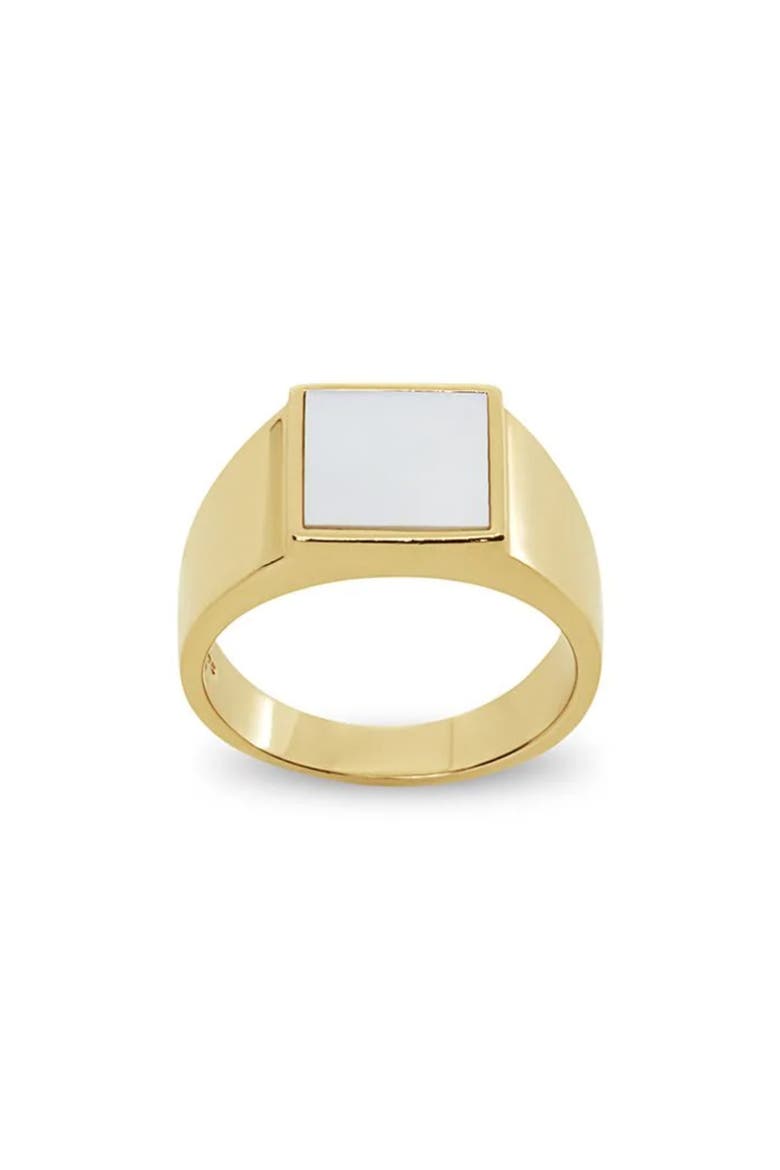 Mother-of-Pearl Square Ring, Main, color, GOLD