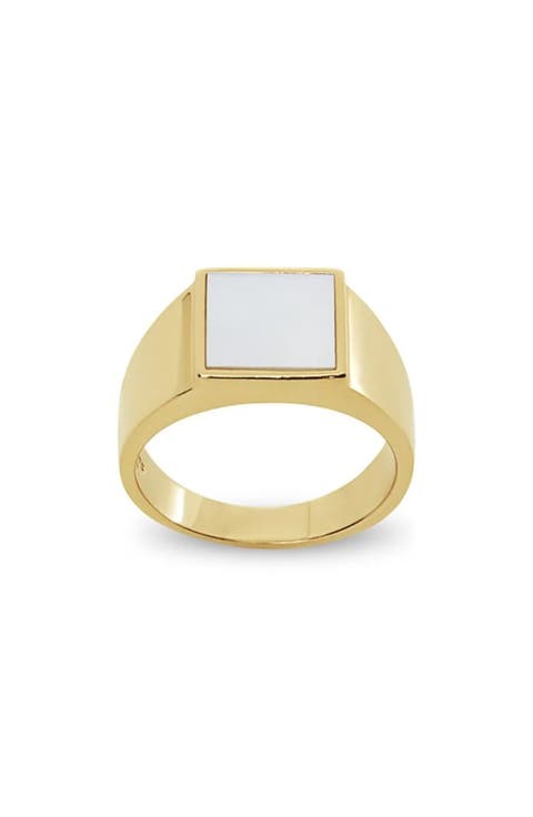 Mother-of-Pearl Square Ring