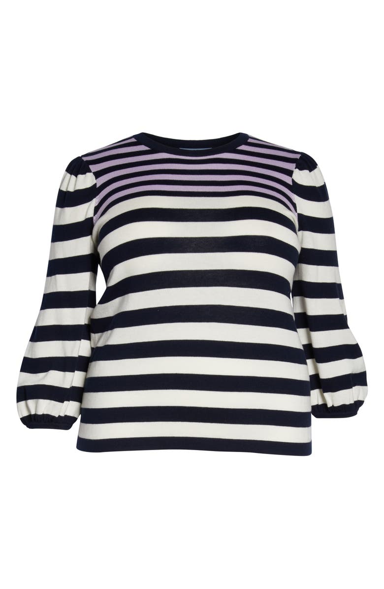 CeCe Stripe Blouson Sleeve Sweater, Alternate, color,