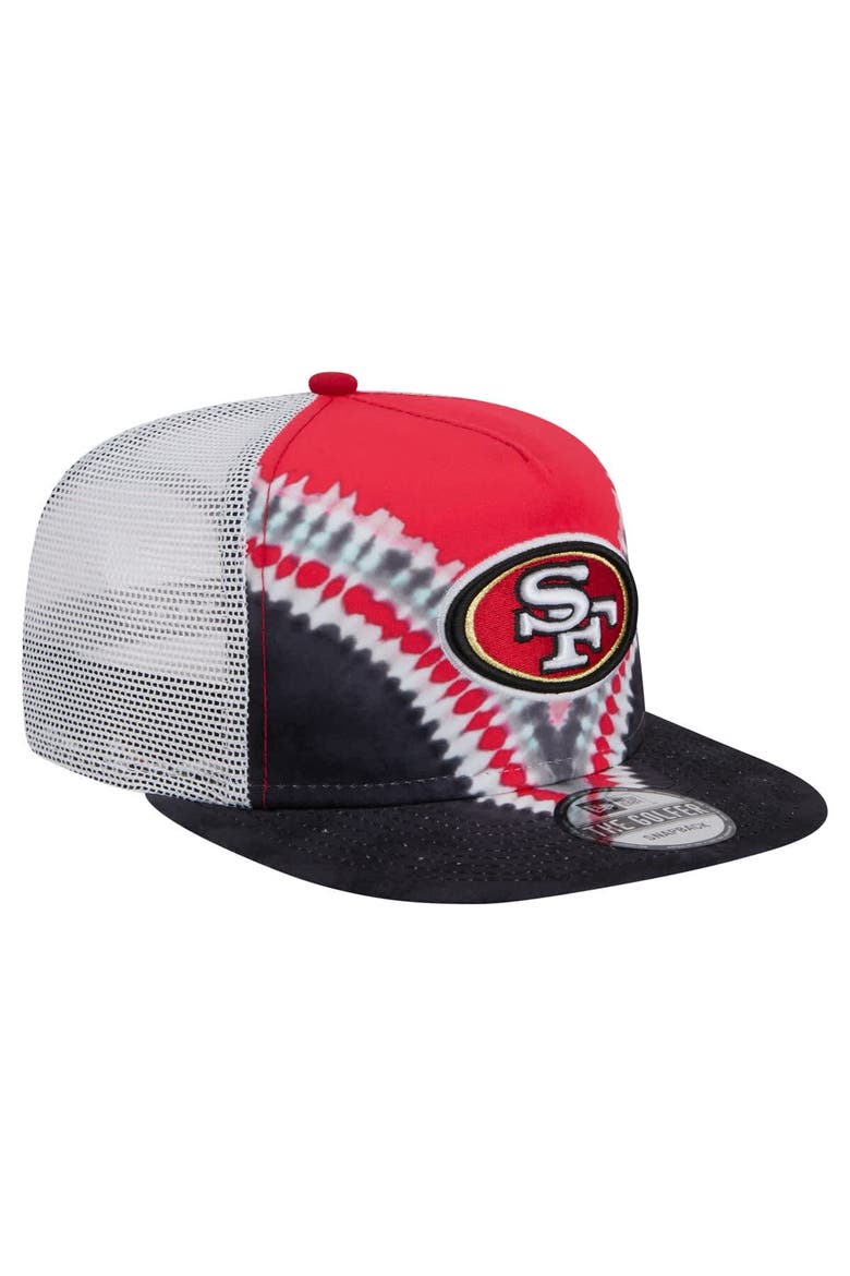 Men's New Era Scarlet/Black San Francisco 49ers Throwback Dye Golfer Snapback Hat, Alternate, color, Scarlet