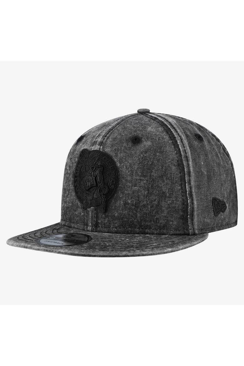 Men's New Era  Black Boston Celtics Washed Tonal 9FIFTY Snapback Hat, Main, color, Black