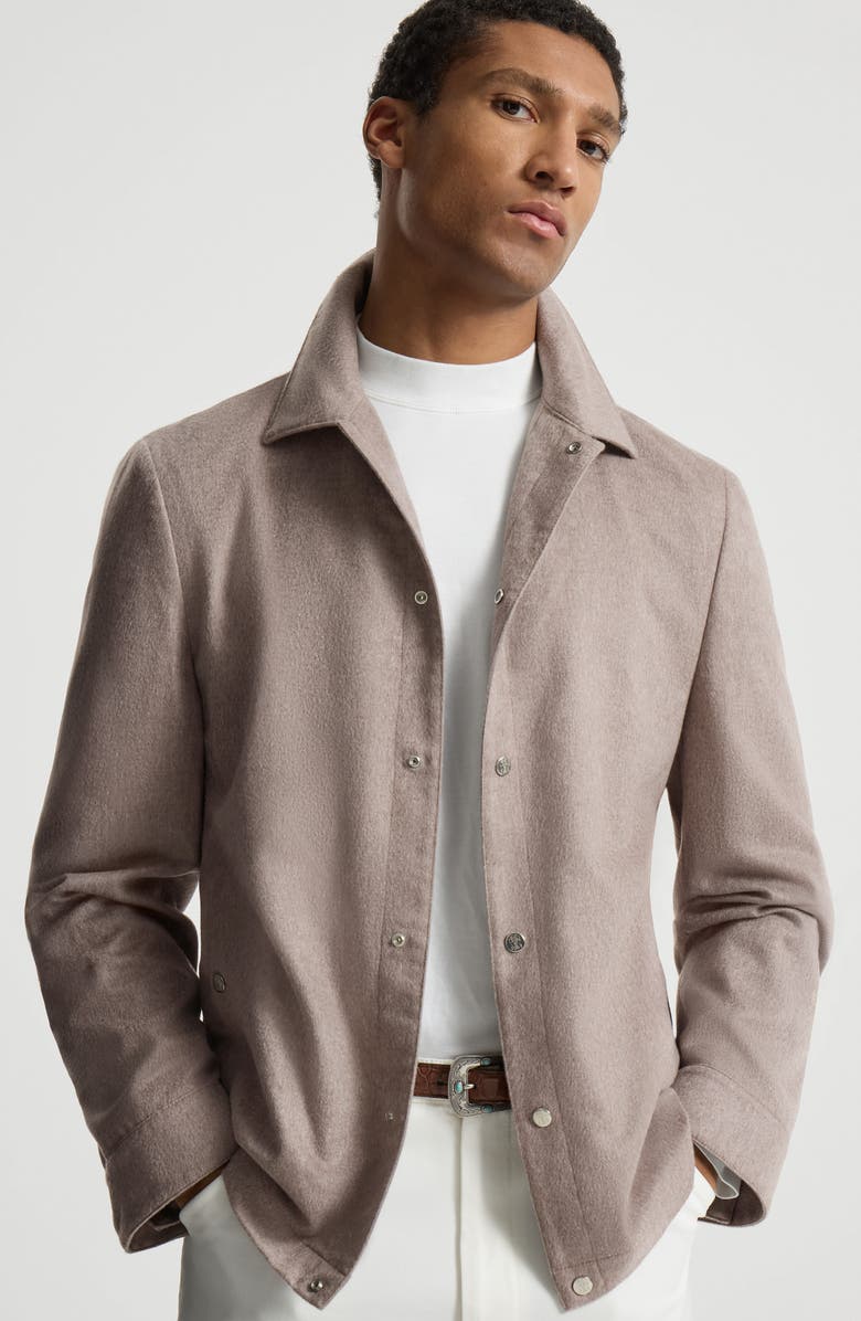 Brunello Cucinelli Cashmere flannel outerwear jacket, Alternate, color, Light Brown