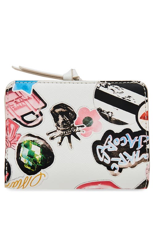 Shop Marc Jacobs The Mini Sticker Compact Bifold Wallet In White Multi