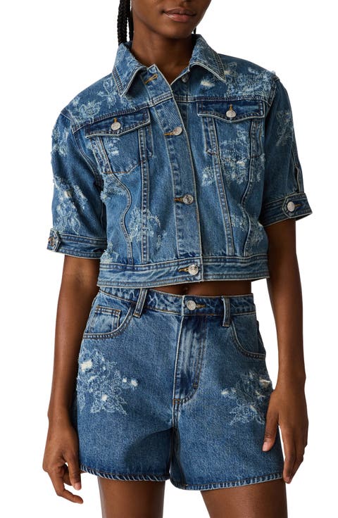 Distressed Short Sleeve Denim Jacket