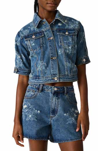 Distressed Short Sleeve Denim Jacket