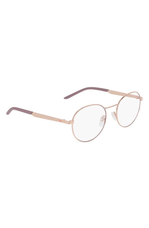 Nike Traveler Drift 51mm Round Blue Light Blocking Reading Glasses In Gold