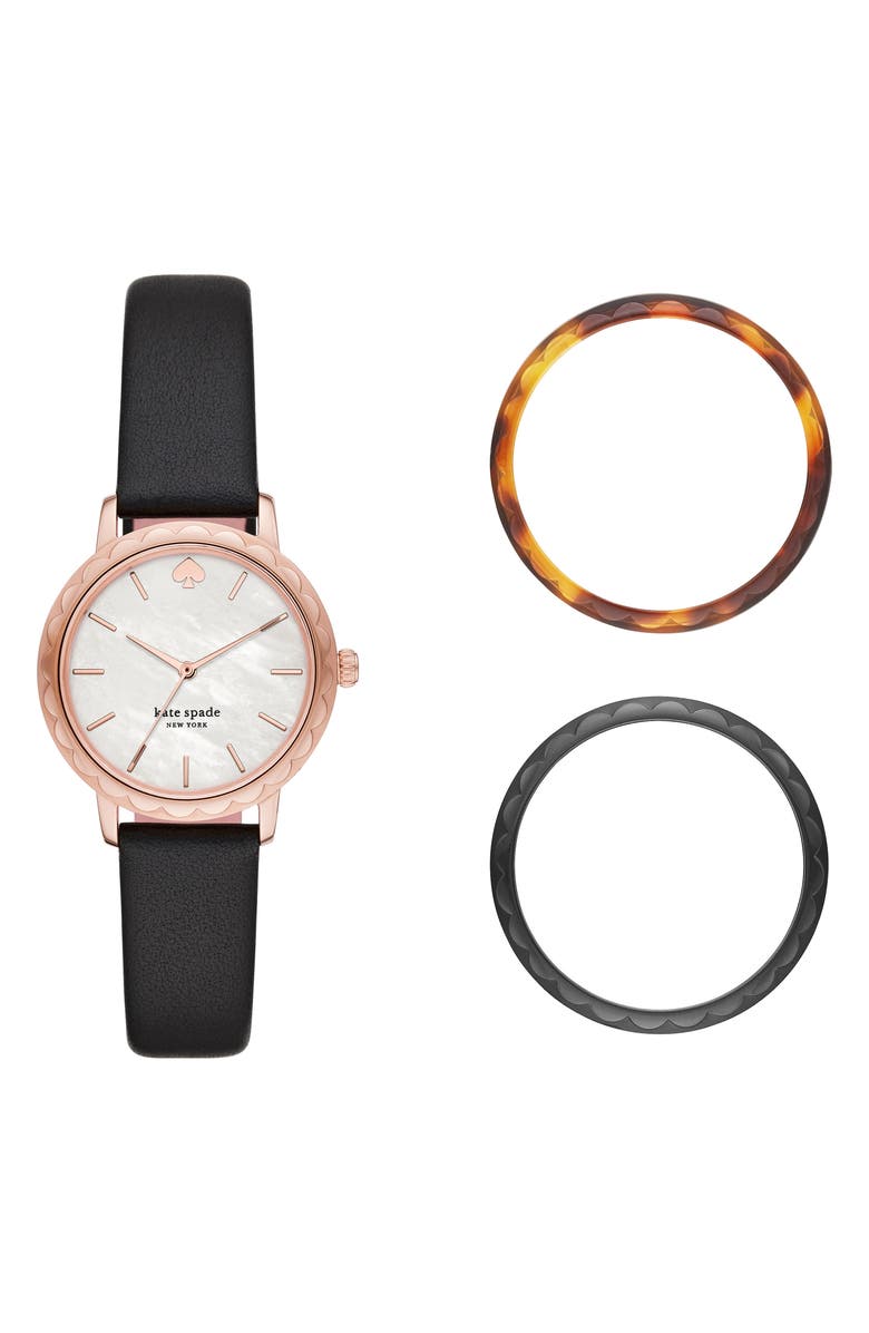 Kate Spade New York 'metro' round leather strap watch, 34mm, Main, color,
