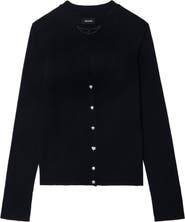 Zadig 
Voltaire Jemma Crystal Button Merino Wool Cardigan