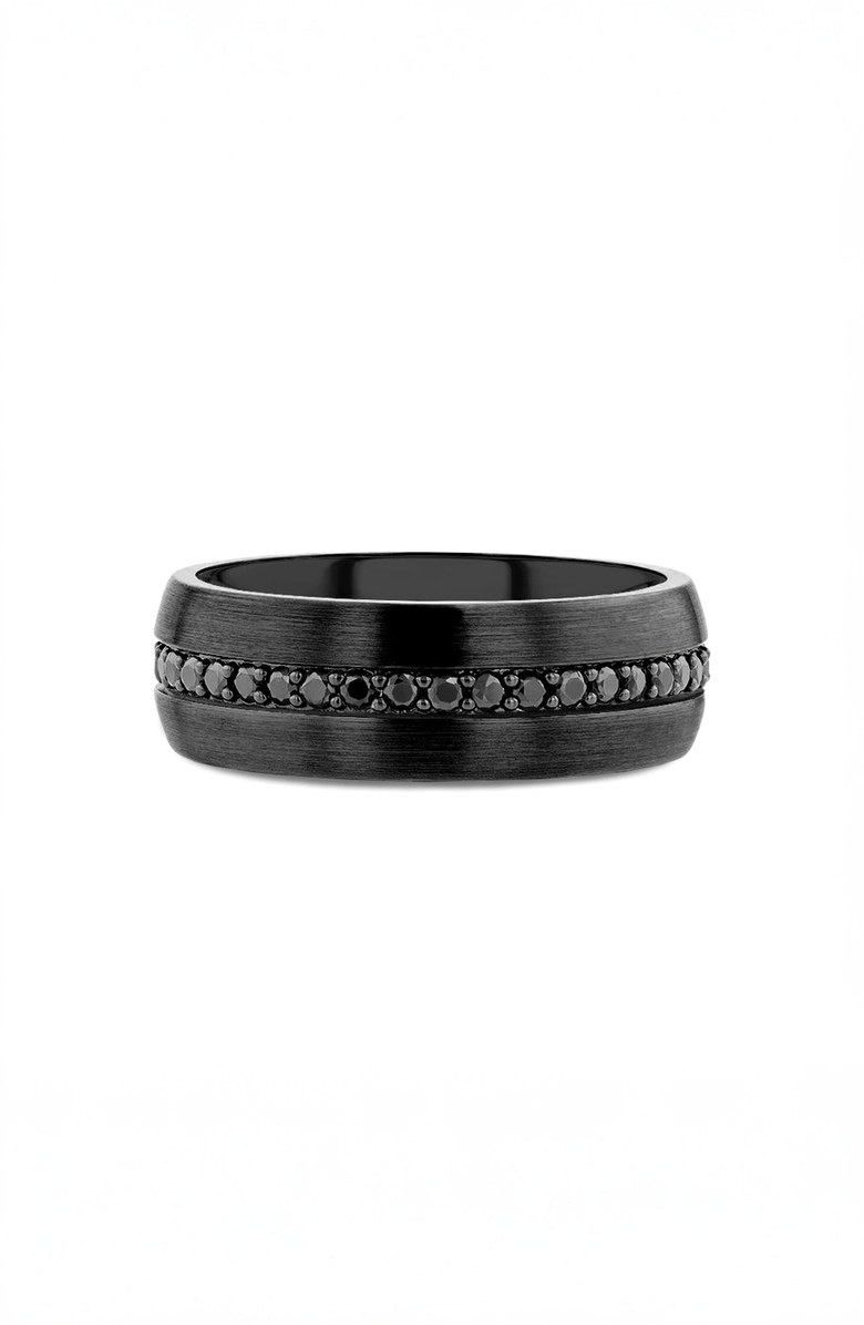 Larson Jewelers Valiant Sapphire Tungsten Ring, Alternate, color, Black