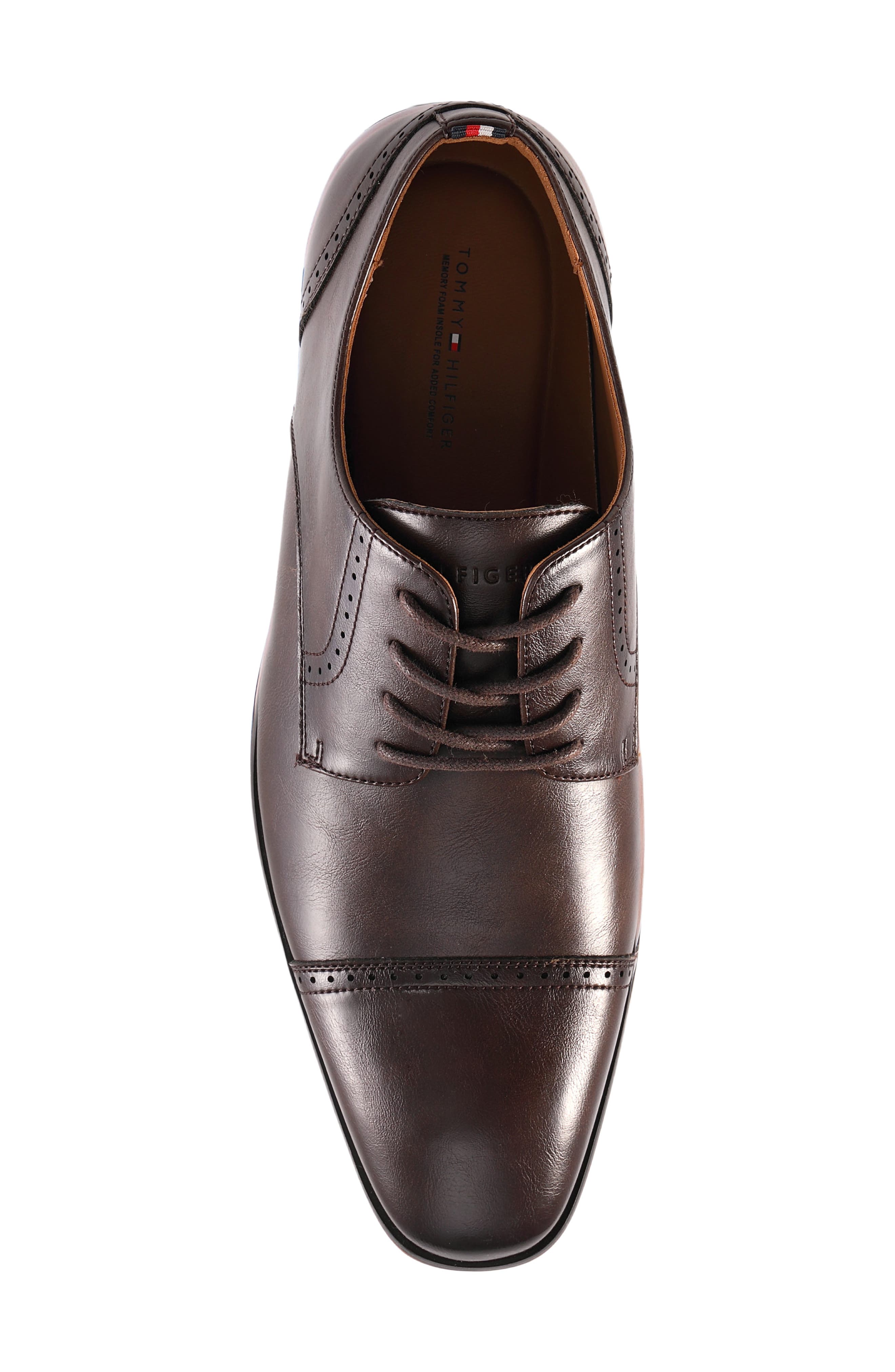 Solven Faux Leather Cap Toe Oxford, Alternate, color, DARK BROWN