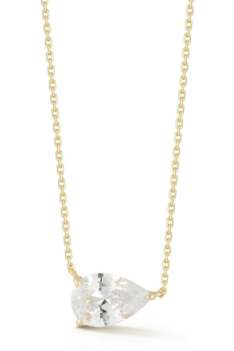 Pear Cubic Zirconia Pendant Necklace, Main, color, GOLD