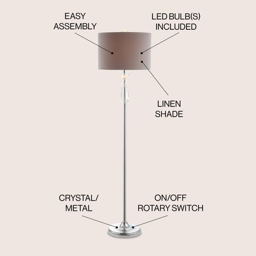 Jonathan Y Layla Crystal / Metal Led Floor Lamp In Clear/chrome