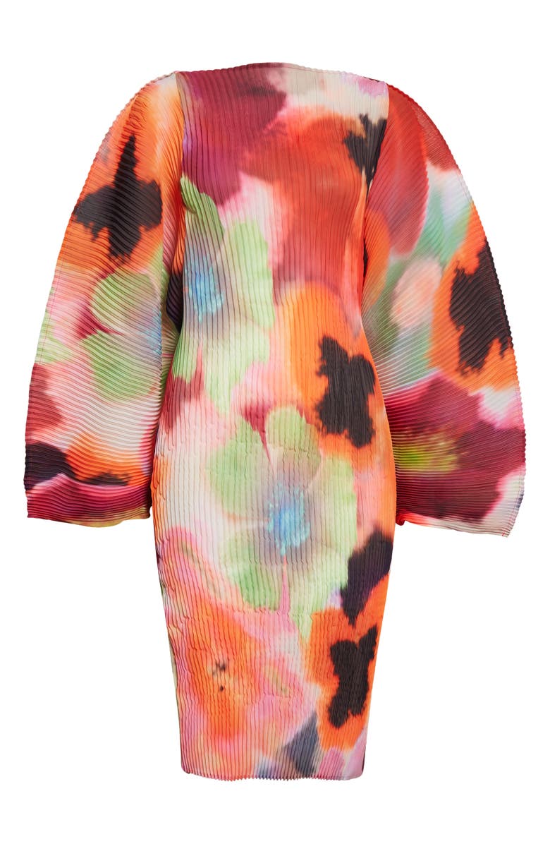 Julia Heuer Ramo Floral Print Plissé Pleated Dress, Alternate, color, 
