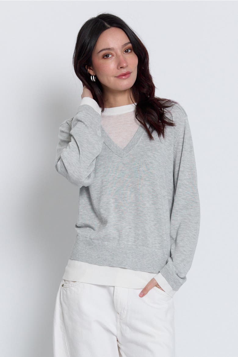 Coen Layered Vneck, Alternate, color, HEATHER GREY