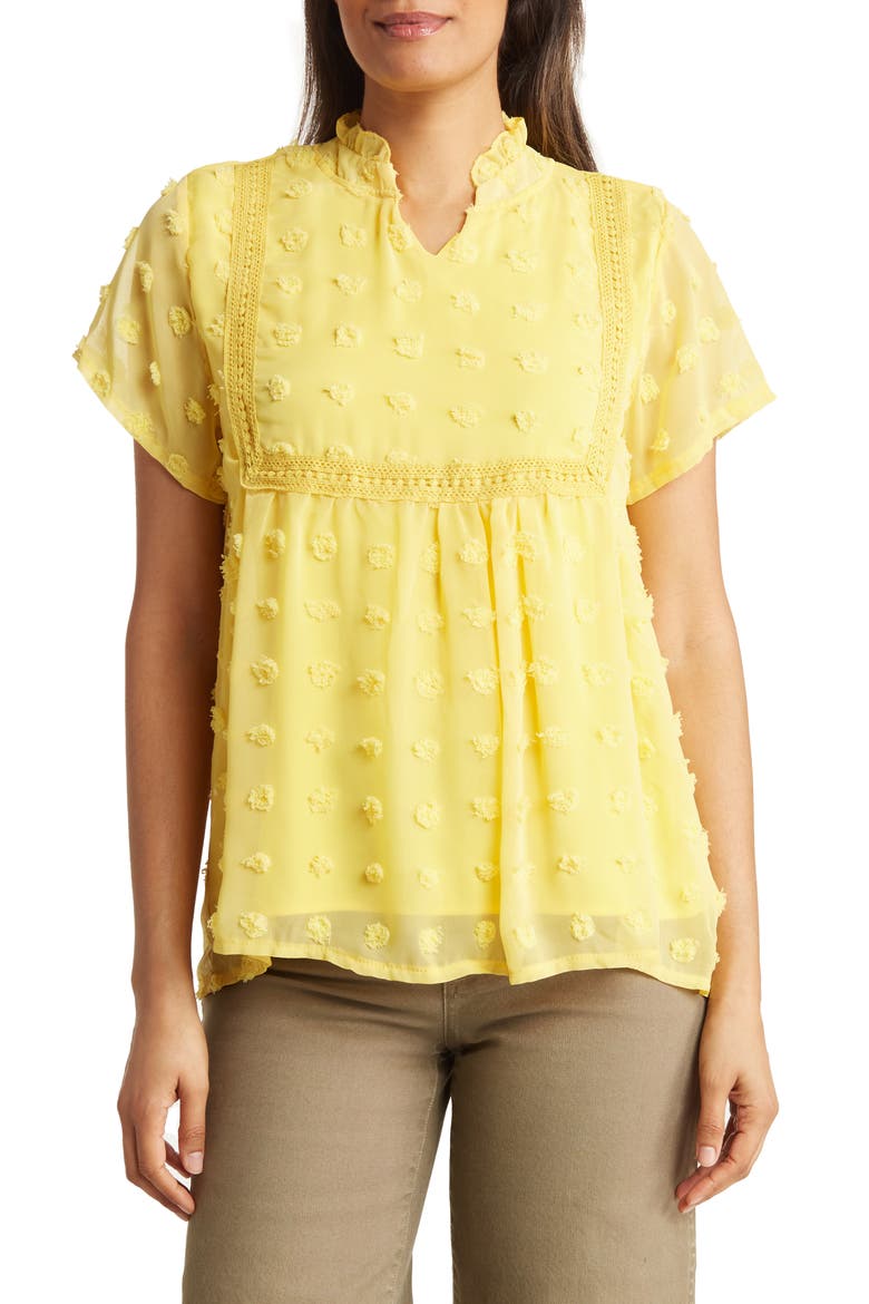 Crochet Clip Dot Blouse, Main, color, YELLOW