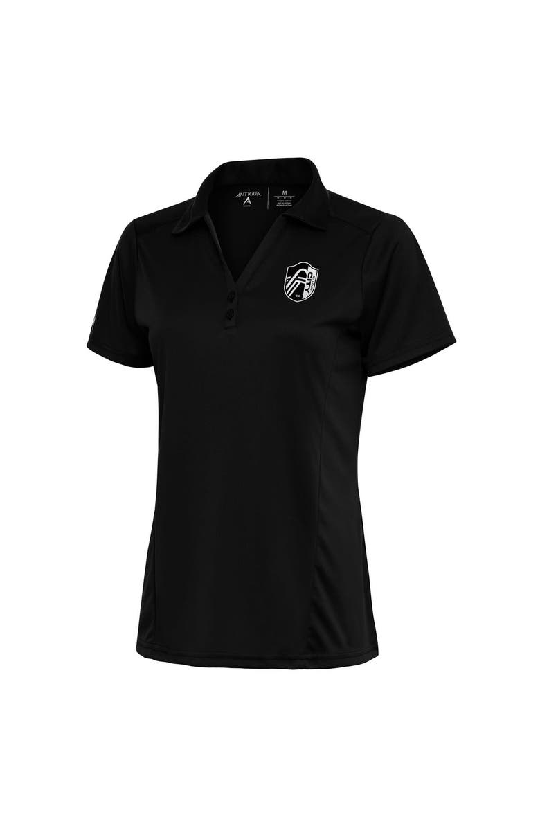 ANTIGUA Women's Antigua Black St. Louis City SC Brushed Metallic Logo Tribute Polo, Main, color, Black