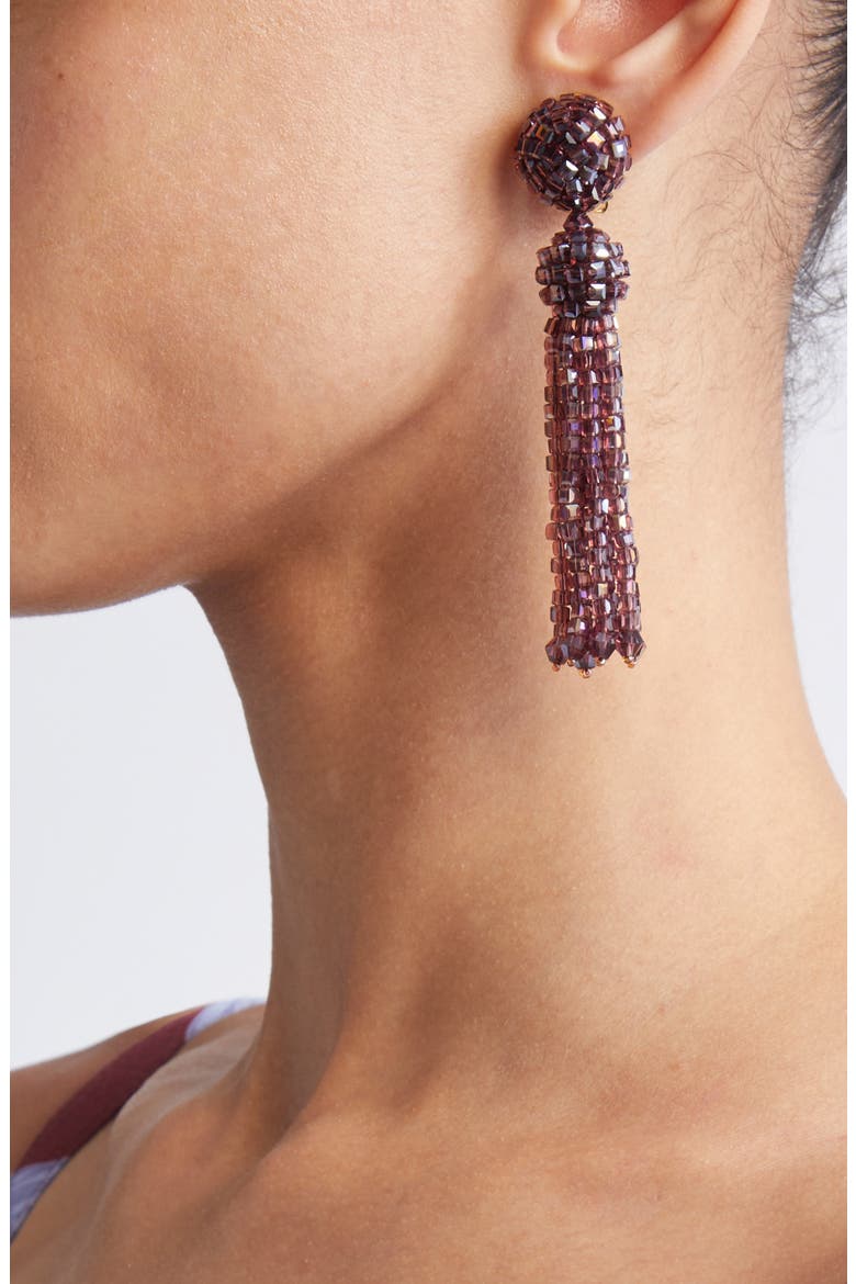 Beaded Tassel Drop Earrings, Alternate, color, WINE