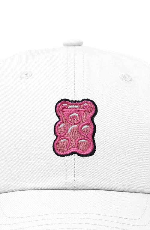 Dalix Pink Gummy Embroidered Casual Cap In White