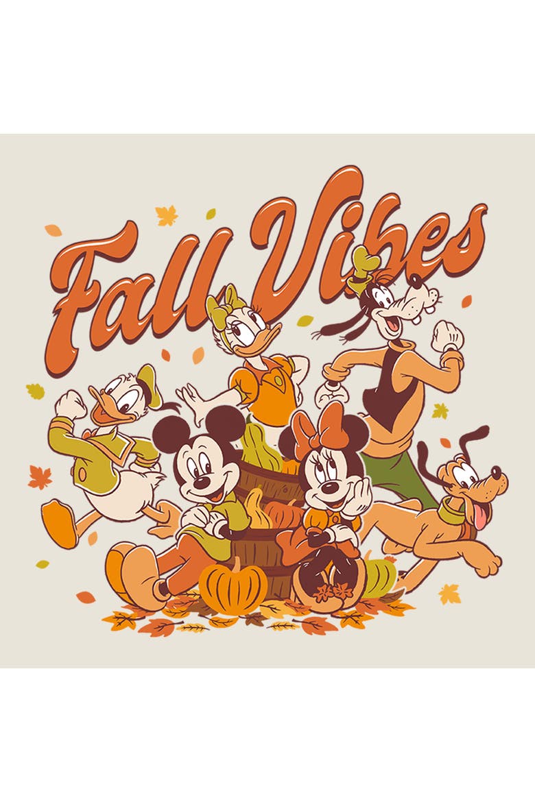 Juniors Mickey & Friends Fall Vibes Crew Sweatshirt, Alternate, color, Egret