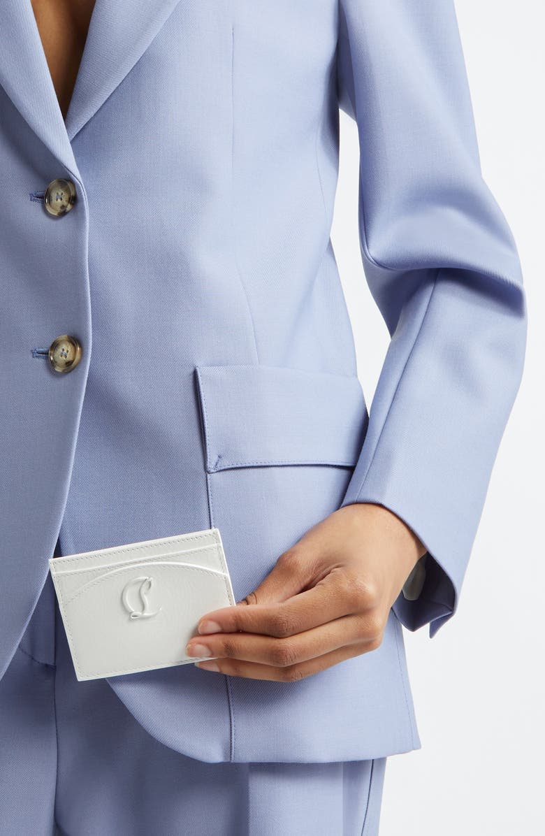 Christian Louboutin Loubi54 Leather Card Holder, Alternate, color, Bianco