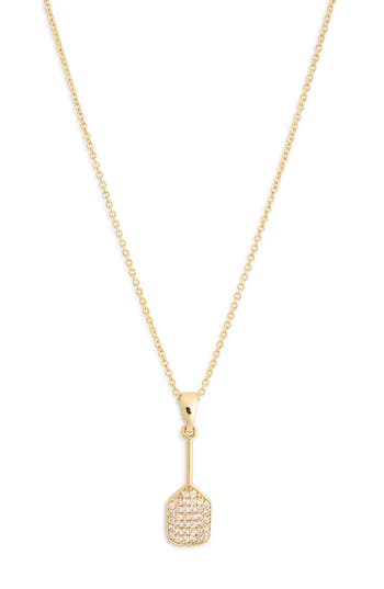 Leith Cubic Zirconia Pickleball Racket Pendant Necklace In Gold