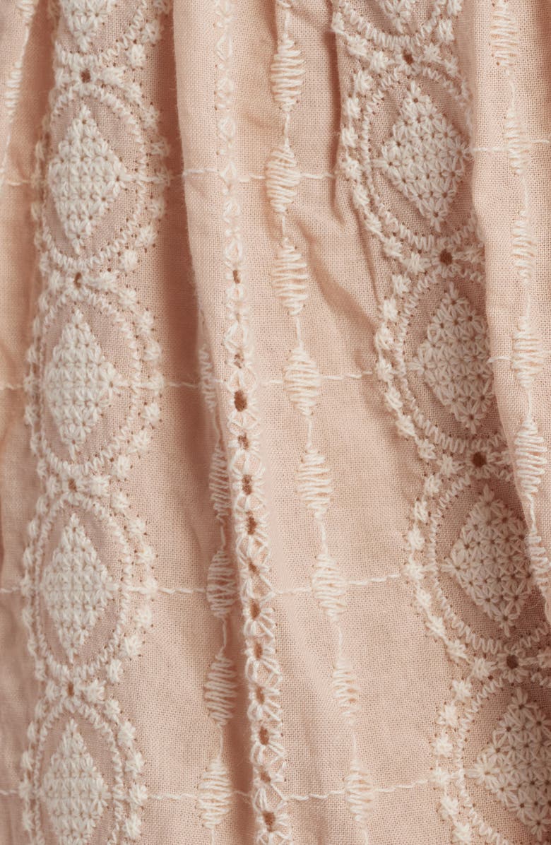 Julia Jordan Embroidered Ruffle Sleeve Cotton Dress, Alternate, color, Beige Ivory