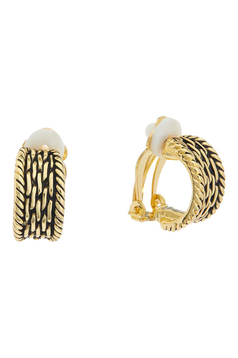 Rope Textured Hoop Clip-On Earrings, Main, color, WHITE