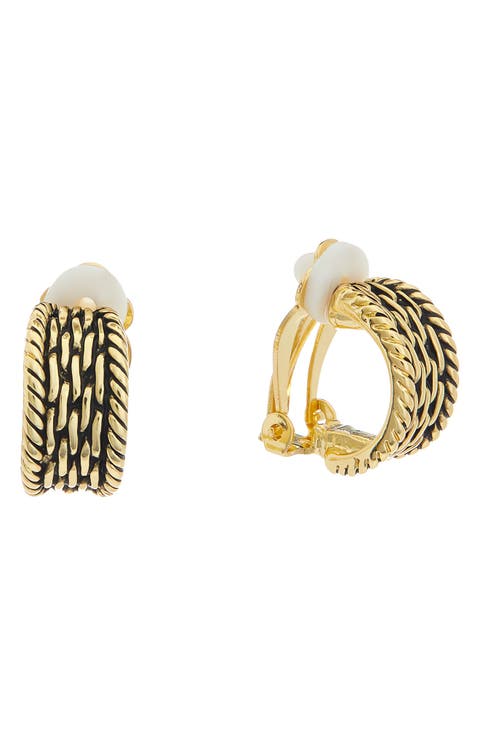 Rope Textured Hoop Clip-On Earrings