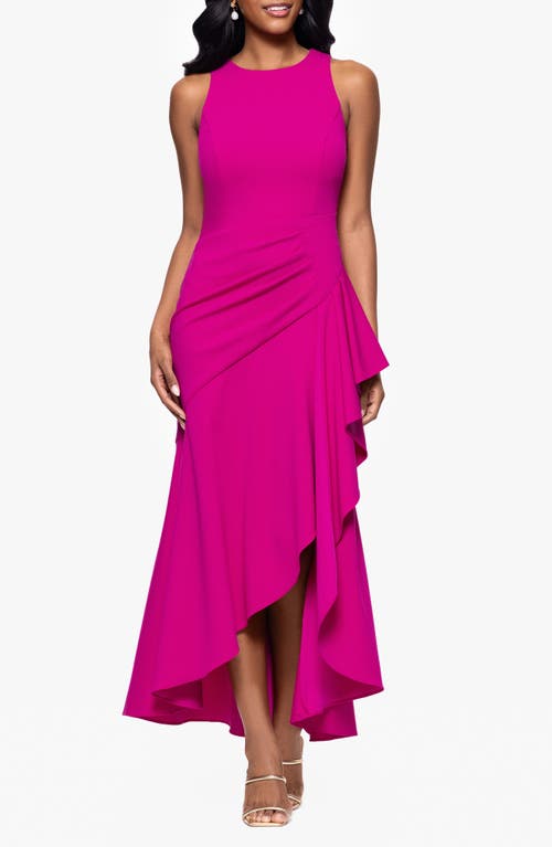 Betsy & Adam Ruffle Detail High-low Gown