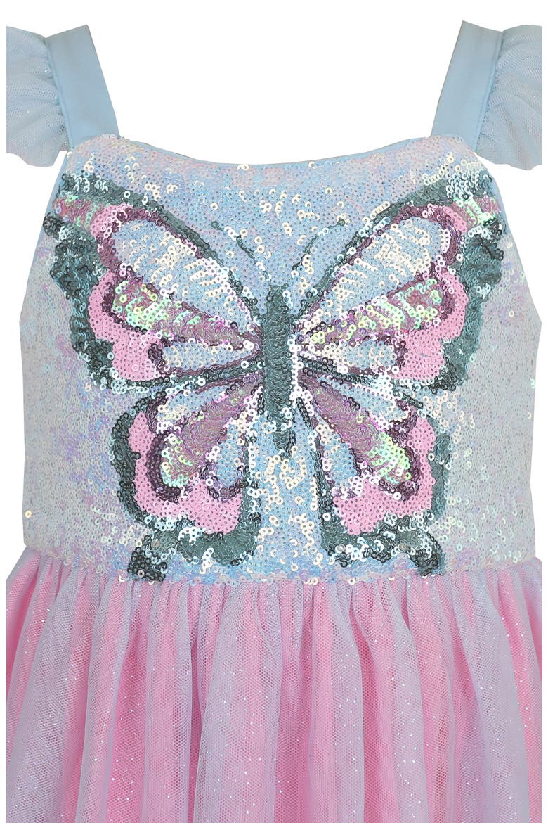 Kids' Ruffle Sequin Butterfly Party Dress, Alternate, color, AQUA MULTI