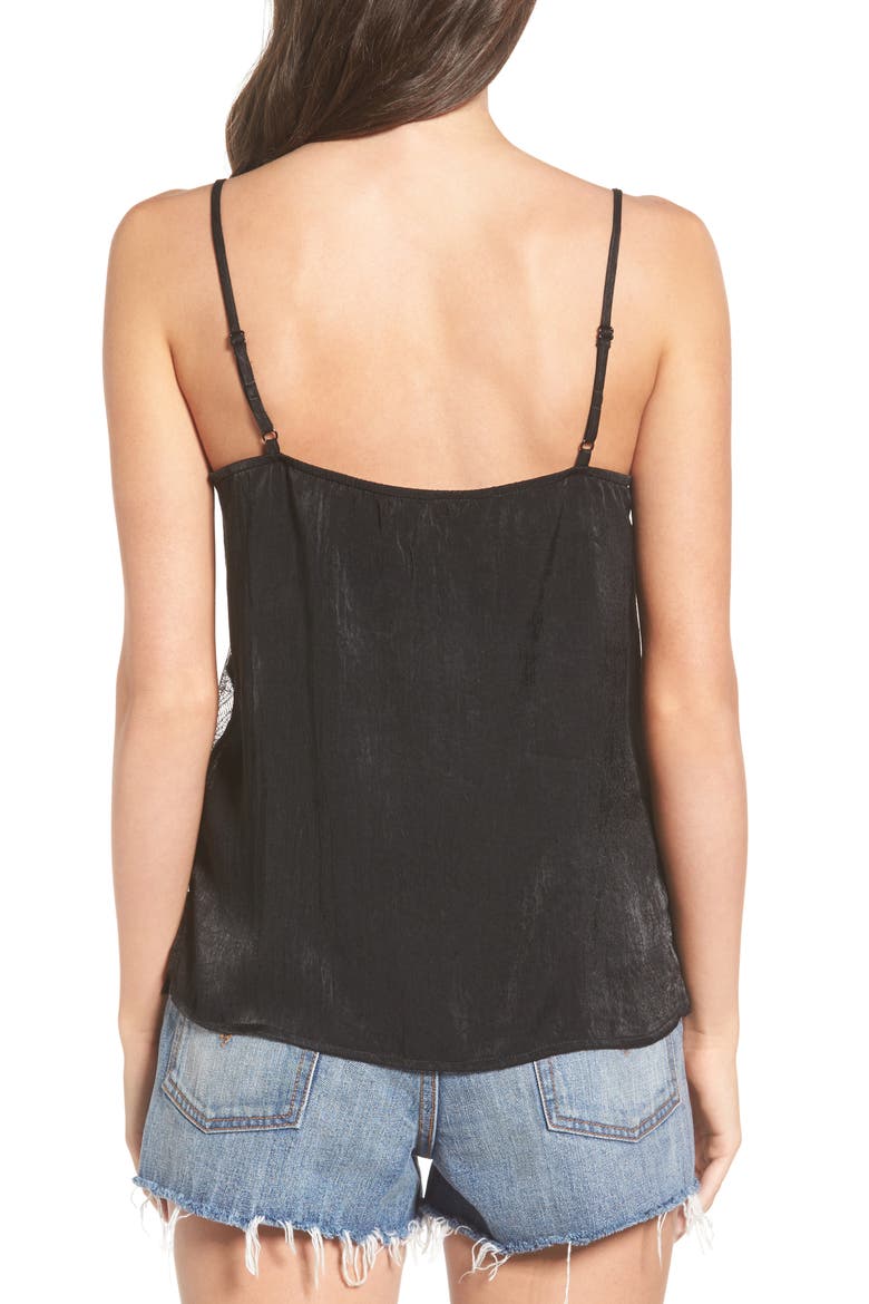 Lace Trim Camisole, Alternate, color, BLACK