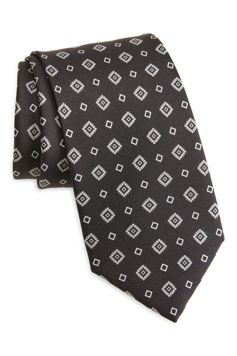 Silk Tie, Main, color, BLACK WHITE