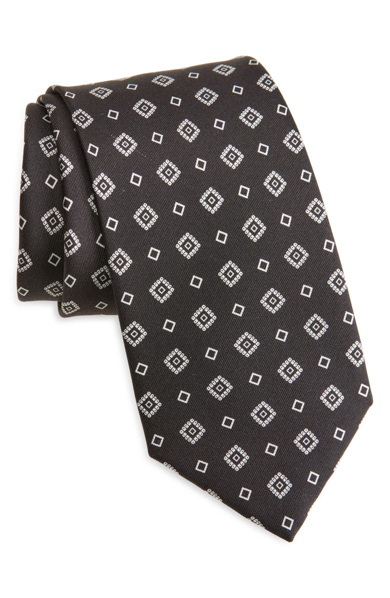 Brioni Silk Tie, Main, color, Black White