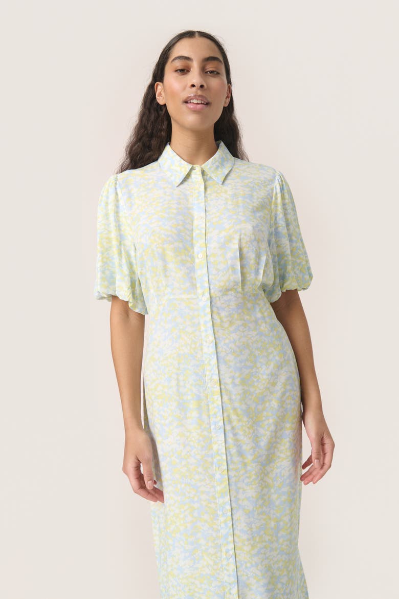 Wynter Midi Half Sleeve Shirt Dress, Alternate, color, Skyway Dizzy Print