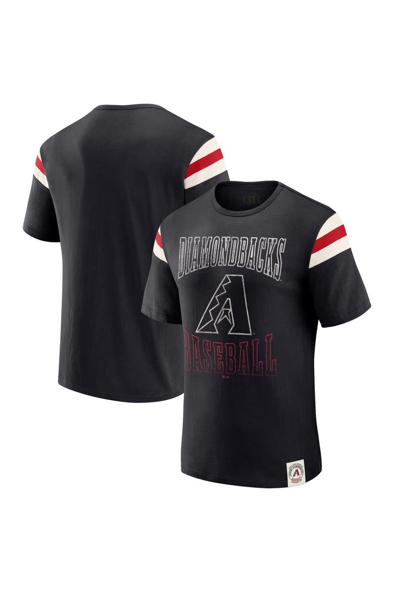 Men's Darius Rucker Collection by Fanatics Black Arizona Diamondbacks Distressed Sleeve Stripe T-Shirt, Main, color, Black