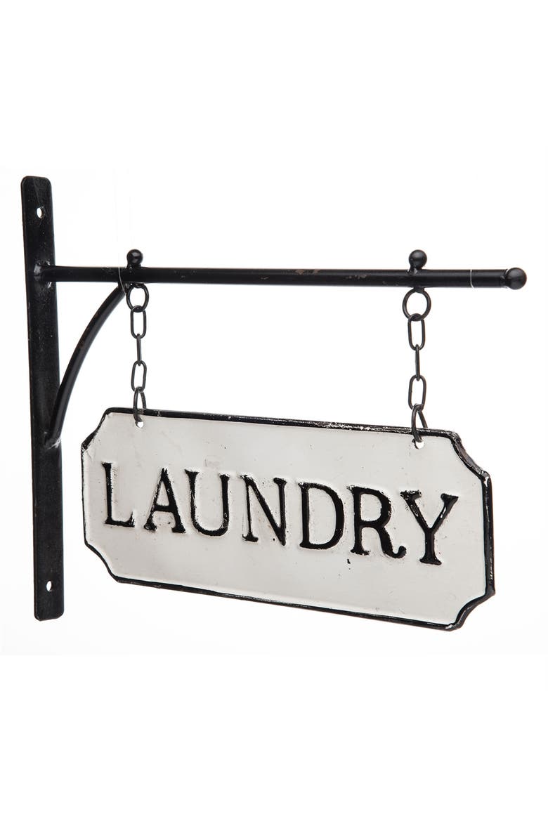 Foreside Home and Garden Foreside FWAD03983 Laundry Hanging Sign, Alternate, color, White